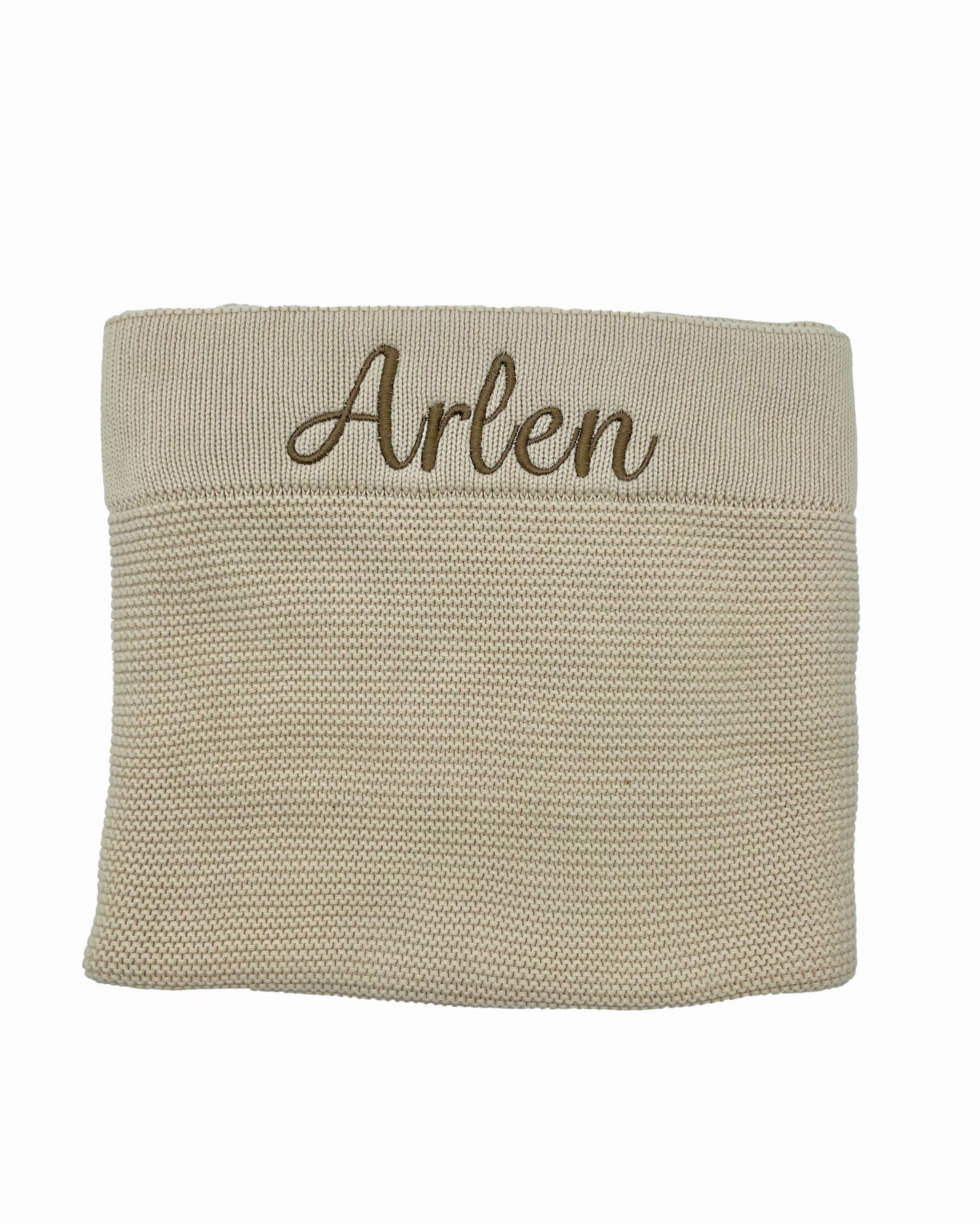 Latte Knitted Personalised Baby Blanket